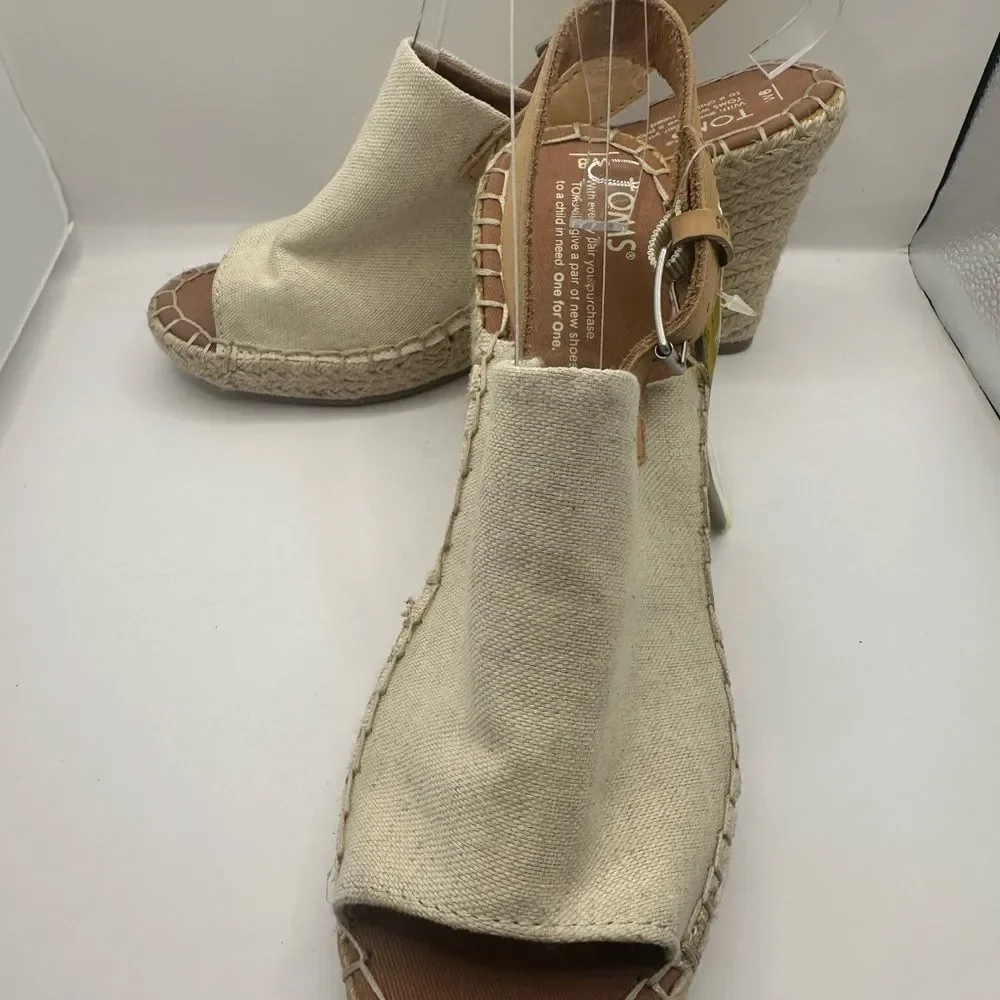 Tom’s Women's Monica Natural Hemp Cream Wedges Size 8 NWT